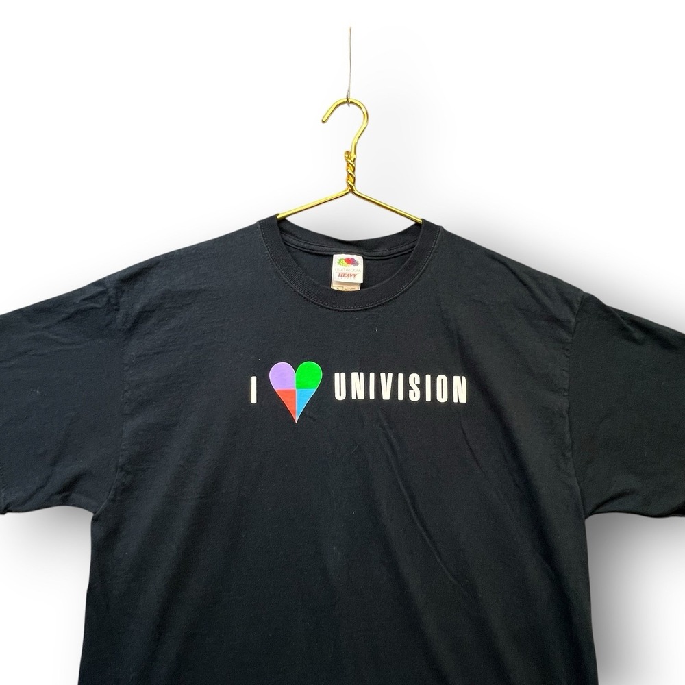 Vintage Univision Soccer T Shirt XL Black Logo Fruit Of The Loom TV Network
